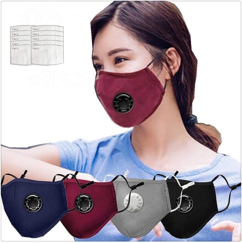 QixinWluo 4PCS Reusable Dustproof Bandana Cotton,Scarf Face Cotton Neck Gaiter with 8pcs Safety Carbon Filters,Multi-Purpose Neck Warmers for Men Women Sports/Outdoors