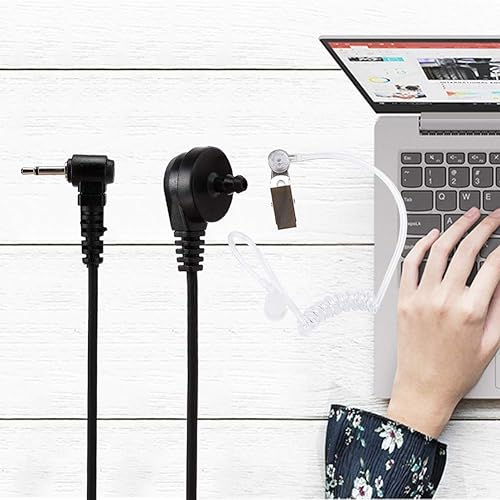 Miniatura 5 de Auricular de radio para aplicación de la ley, cable de auriculares de 0.098 in, línea de auriculares, solo escucha, tubo de aire para walkie talkie