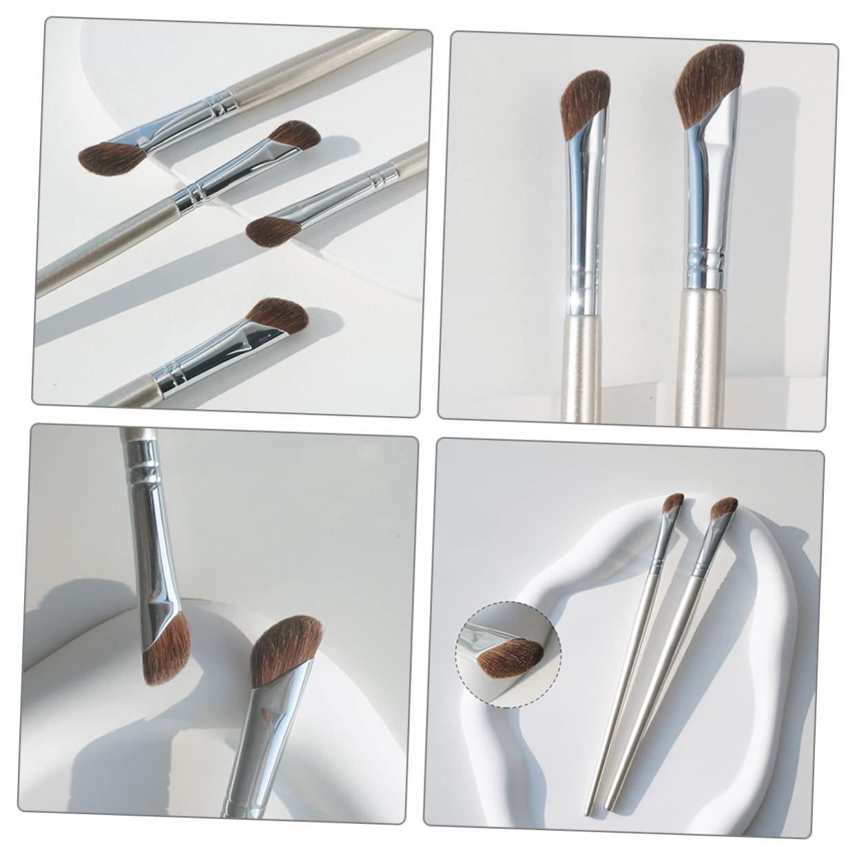 Beavorty 5 Set Di Pennelli Angolati Ergonomici Per Il Contorno Del Naso Ombretto Accessorio Per Il Trucco Sicuro E Delicato Sulla Pelle 4 Pezzi * 5
