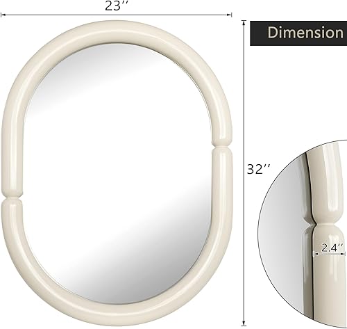 Miniatura 3 de Espejo de pared para colgar en la pared con forma de bagel contemporáneo, moderno y futurista, con color caramelo (32 x 23 pulgadas, ceniza lila)