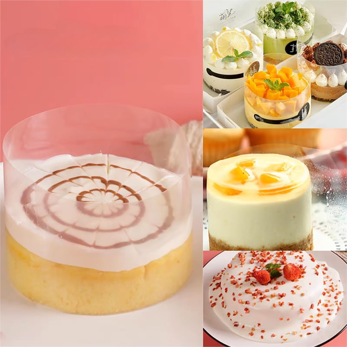 Rotolo Di Pellicola Per Bordi Torte In Acetato - 8 Cm X 10 M, Riutilizzabile