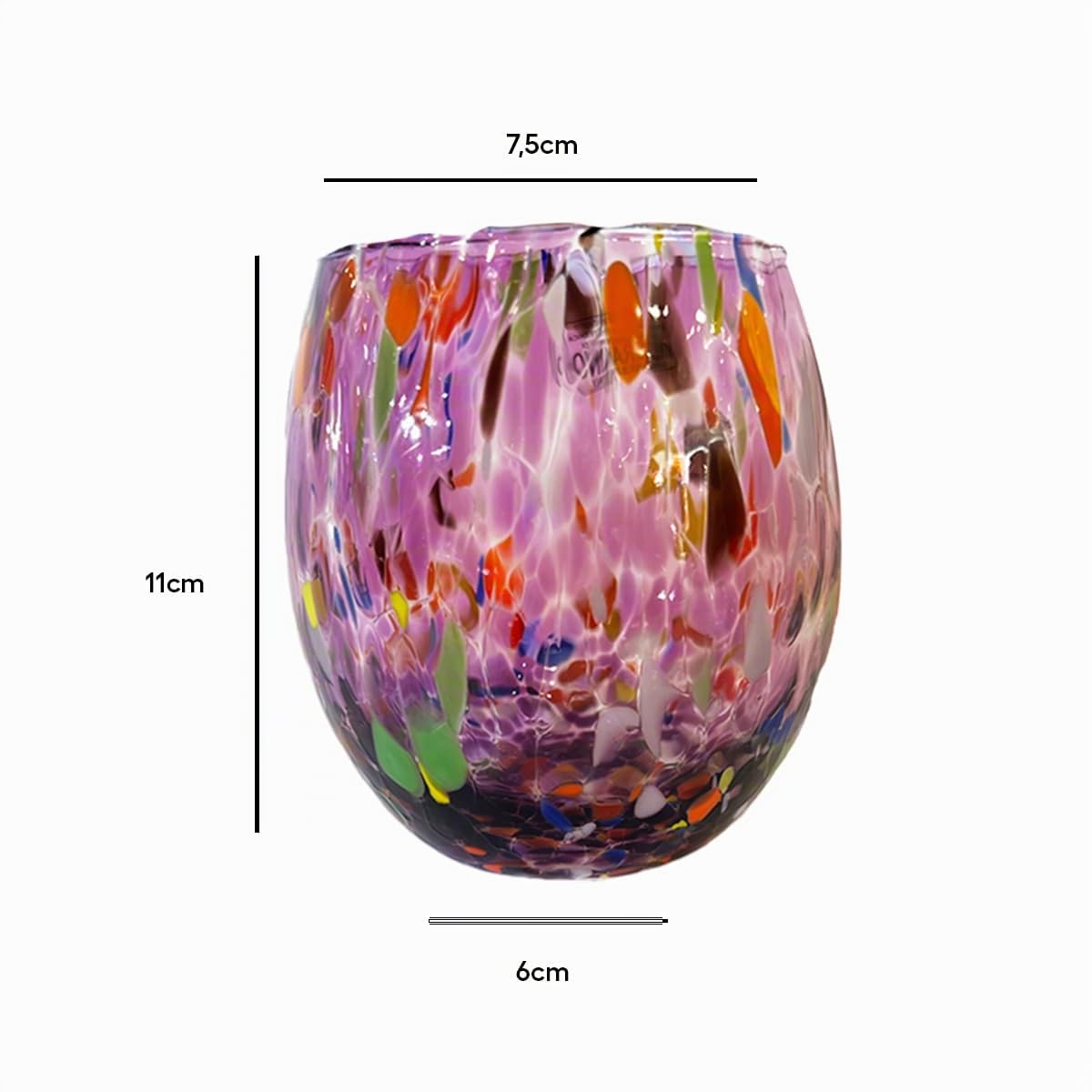6 Bicchieri Vino Lavorati Secondo la Tradizione degli Artigiani di Murano, Bicchiere Soffiato e Lavorato a Mano 200 ml - Calici Vino Eleganti e Preziosi