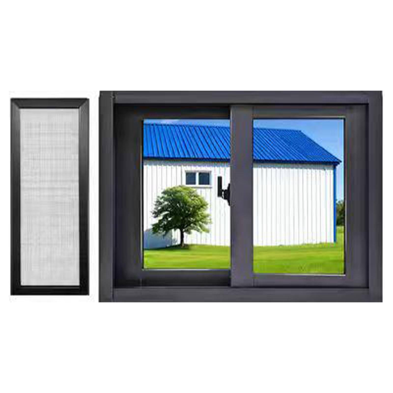 Repuesto de ventana de vidrio templado de aluminio gris oscuro de 43 x 39 pulgadas para el hogar, sótano, ducha, casa de mascotas, escaleras, elegante, eficiente energéticamente y fácil de instalar