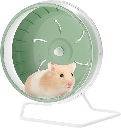 JOUSONTY Rueda silenciosa de hámster de 8.3 pulgadas, animales pequeños para mascotas, juguetes para correr, grande, verde