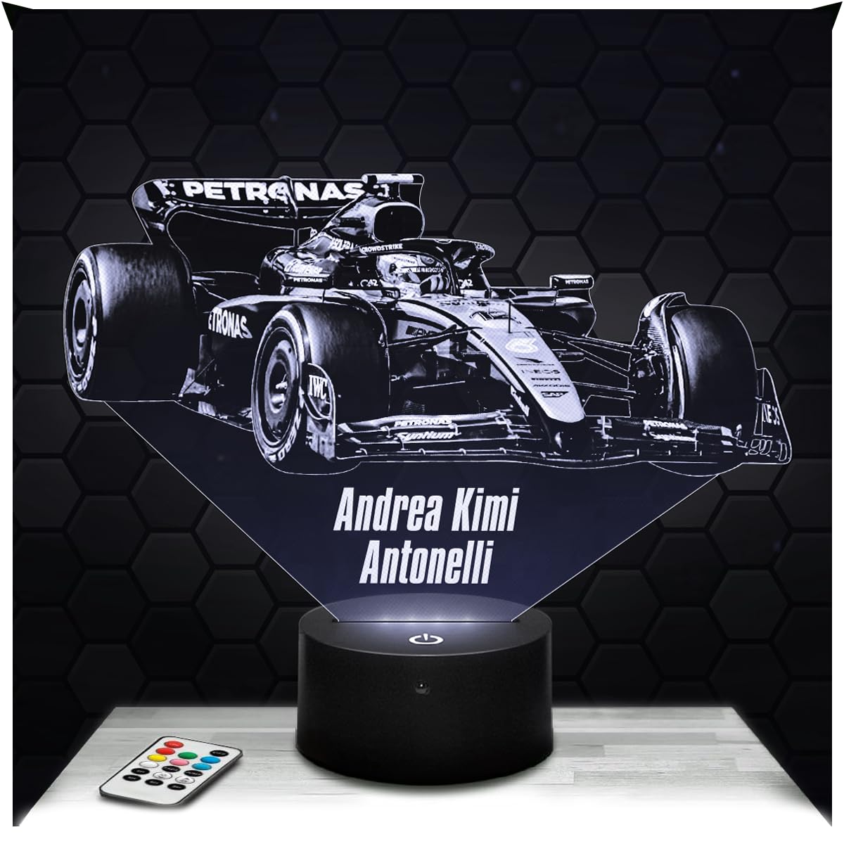 Lampephoto.fr - 3D Lamp Andrea Kimi Antonelli F1 Formula 1 Grand Prix Driver, Touch LED Night Light, 3D Hologram Effect, Christmas Birthday Gift Idea for Men, Bedroom Decoration Object