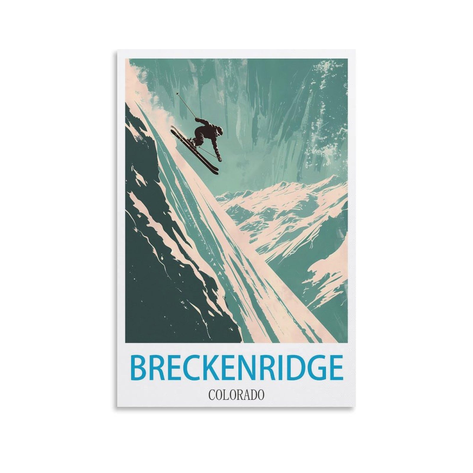 Breckenridge Colorado Vintage Travel Posters Ski 24x36inch(60x90cm) Canvas Wall Art Poster Print Artwork Painting Picture for Home Decoration Living
