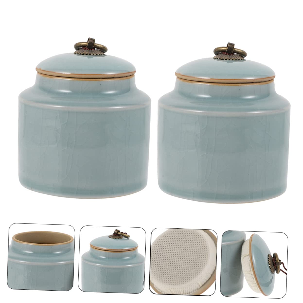 Gatuida 2 Pezzi Barattoli in Ceramica Sigillati per Conservazione Alimenti Grande Capacità e Protetti Dall’umidità, e Tè in Caffè e Negozi