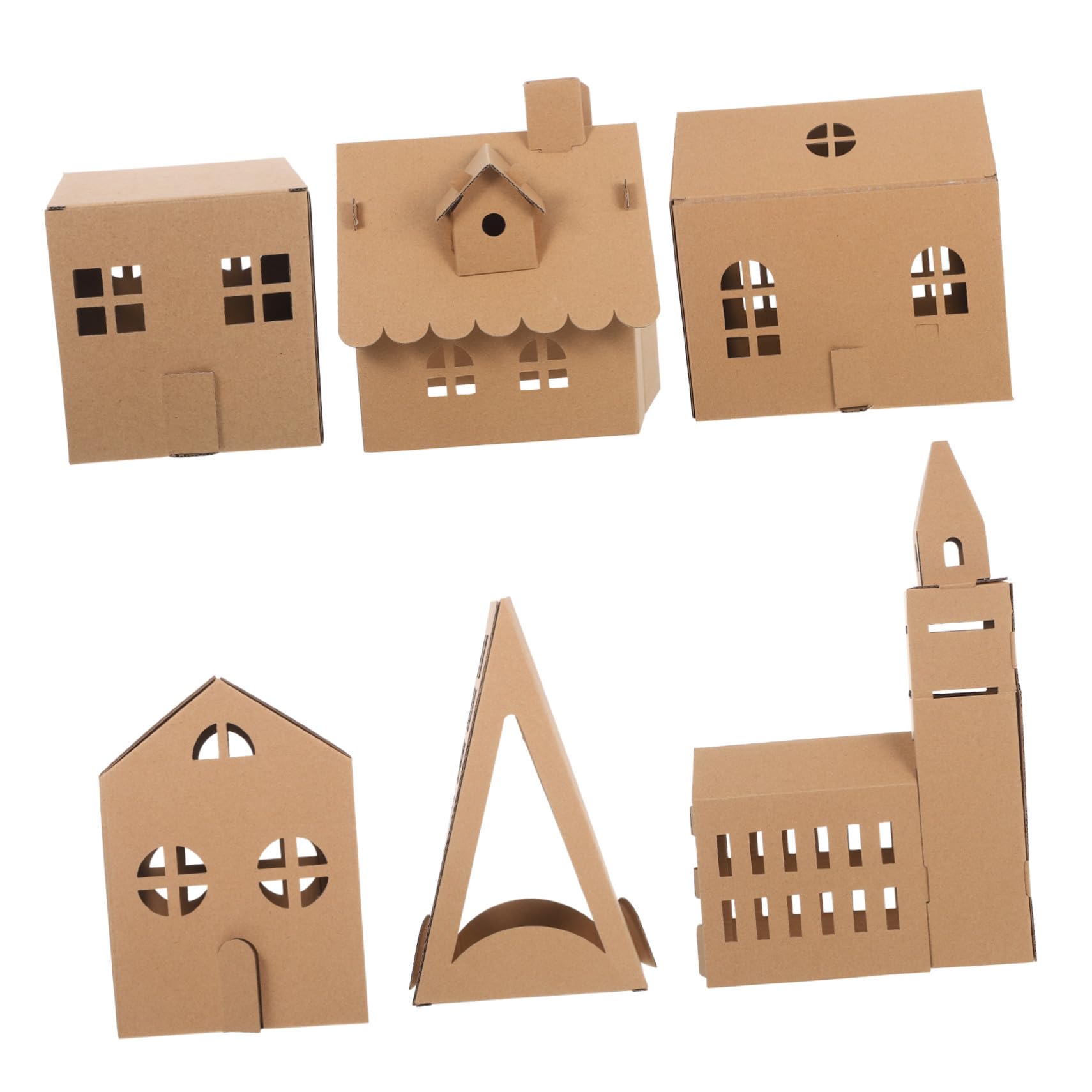 HAPINARY 6pezzi Casa di Cartone in Miniatura da Kit di Costruzione di Cartone per Ragazzo Ragazza di Casa per Colorare e Creare Materiale Sicuro per Gioco Casalingo