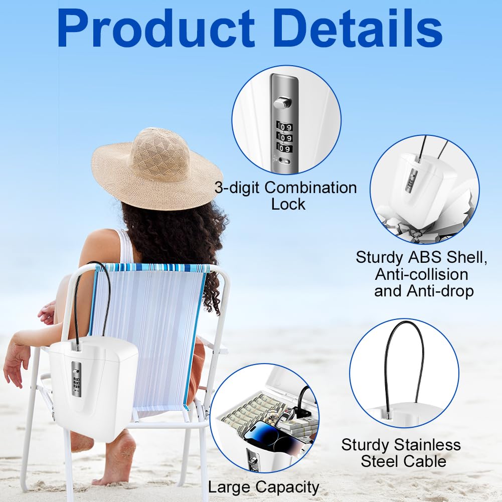 Flintronic Portable Safe Box with Code, Combination Security Case Lock Bucket, Waterproof Anti-Theft Travel Safe - Image 4