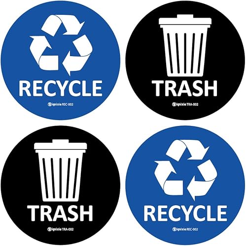 IGNIXIA Pegatinas de reciclaje y basura, calcomanías de reciclaje, calcomanías de reciclaje, calcomanías de símbolos de basura de 4 x 4 pulgadas,