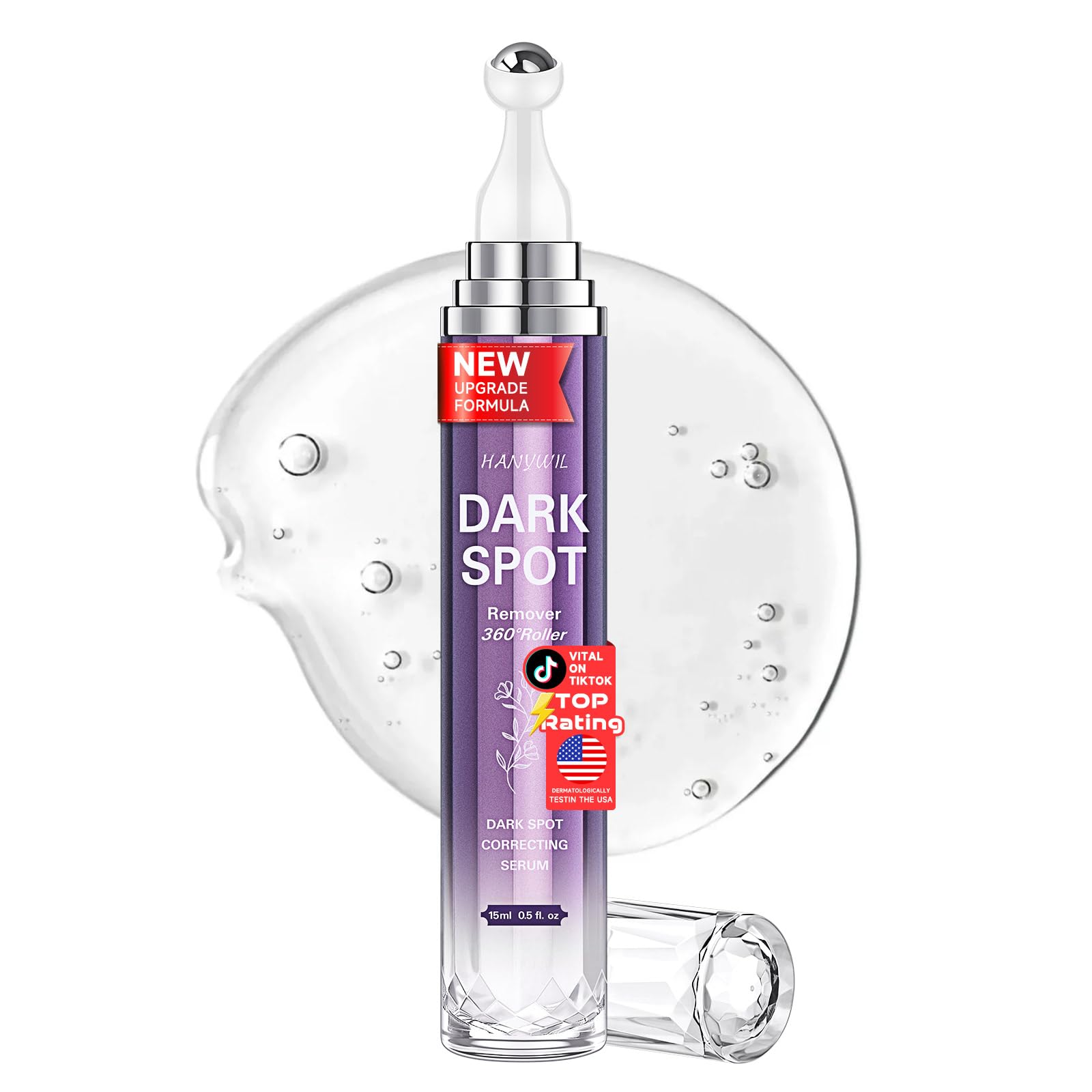 HANYWIL Dark Spot Remover for Face and Body, Dark Spot Corrector Serum, Age Spot Sun Spot Freckles Brown Spot Remover, Melasma Treatment, Skin Care Face Serum with Roller