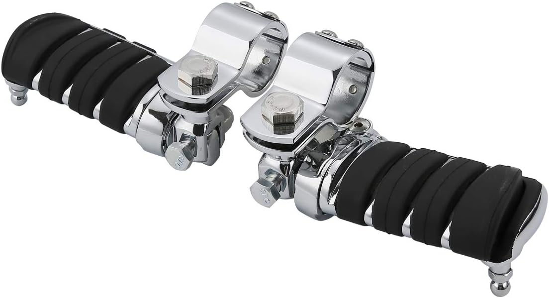 Green-L Universal 25mm 32mm 35mm Adjustable Highway Footpegs with Mount Clamps Fit for Yamaha Harley Crash Bar