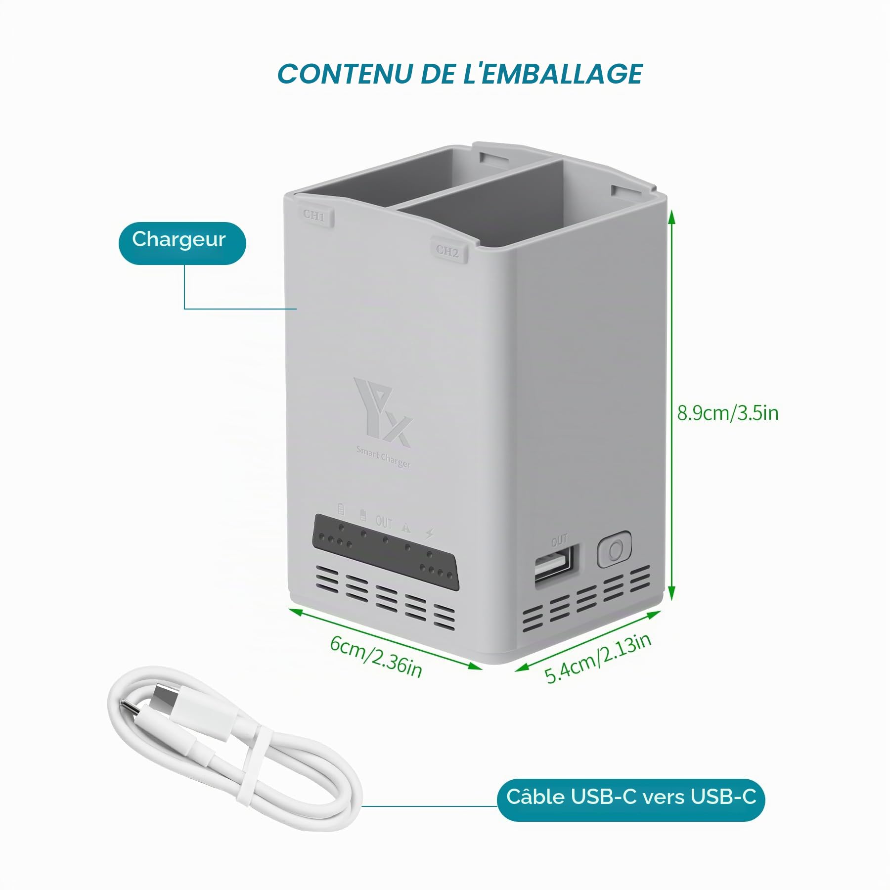 Chargeur de batterie bidirectionnel 65 W avec charge de stockage pour DJI Lito 1 X1