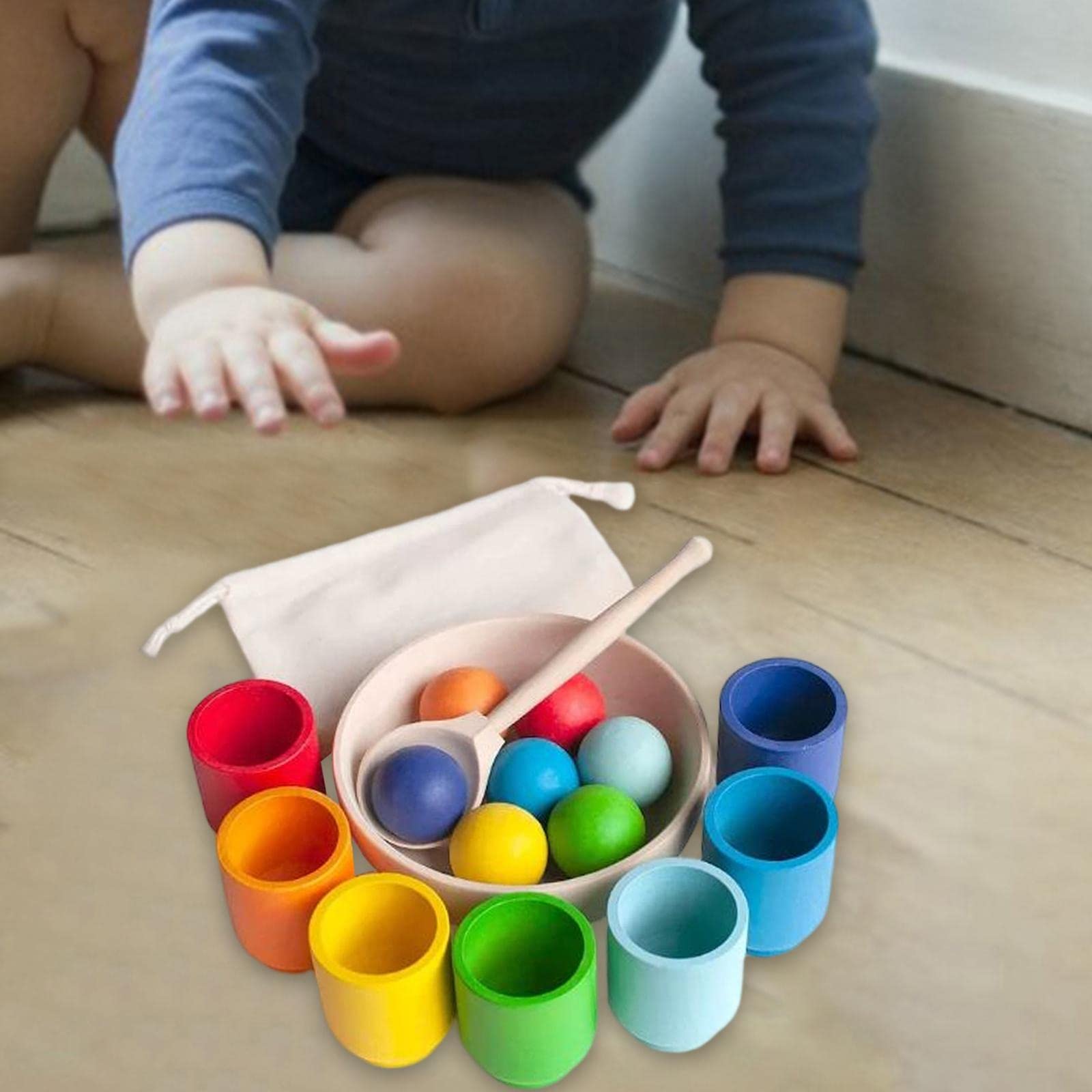 Palline in Bicchieri per Bambini Piccoli, Classificazione dei Colori, Giocattoli Sensoriali per La Scuola, Giocattoli per La, 7 Colori