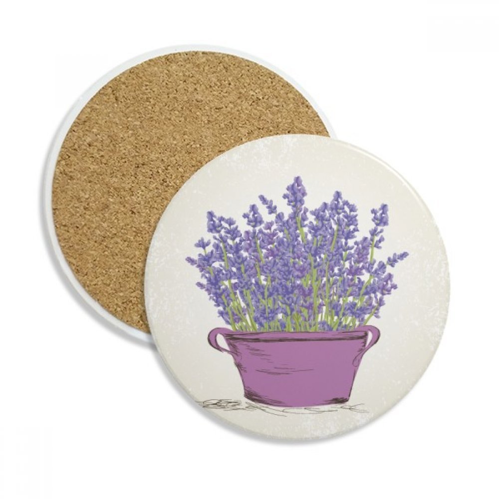 Cadeau multicolore céramique pot de fleurs lavande et dessous de verre 2pcs