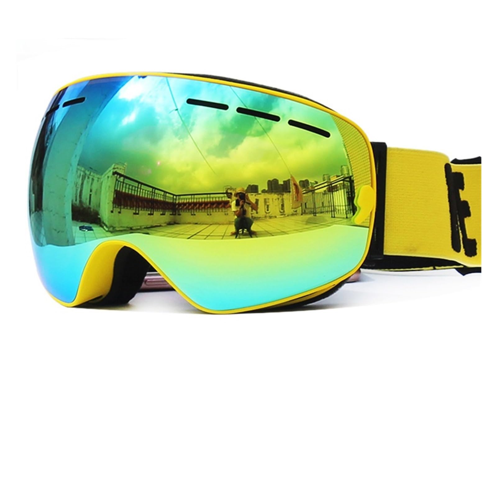 Occhiali da sci Occhiali da sci a doppio strato UV400 - maschera da sci grande antiappannamento Occhiali da sci da neve Snowboard Occhiali da sci Occhiali con lenti a specchio Occhiali da estern