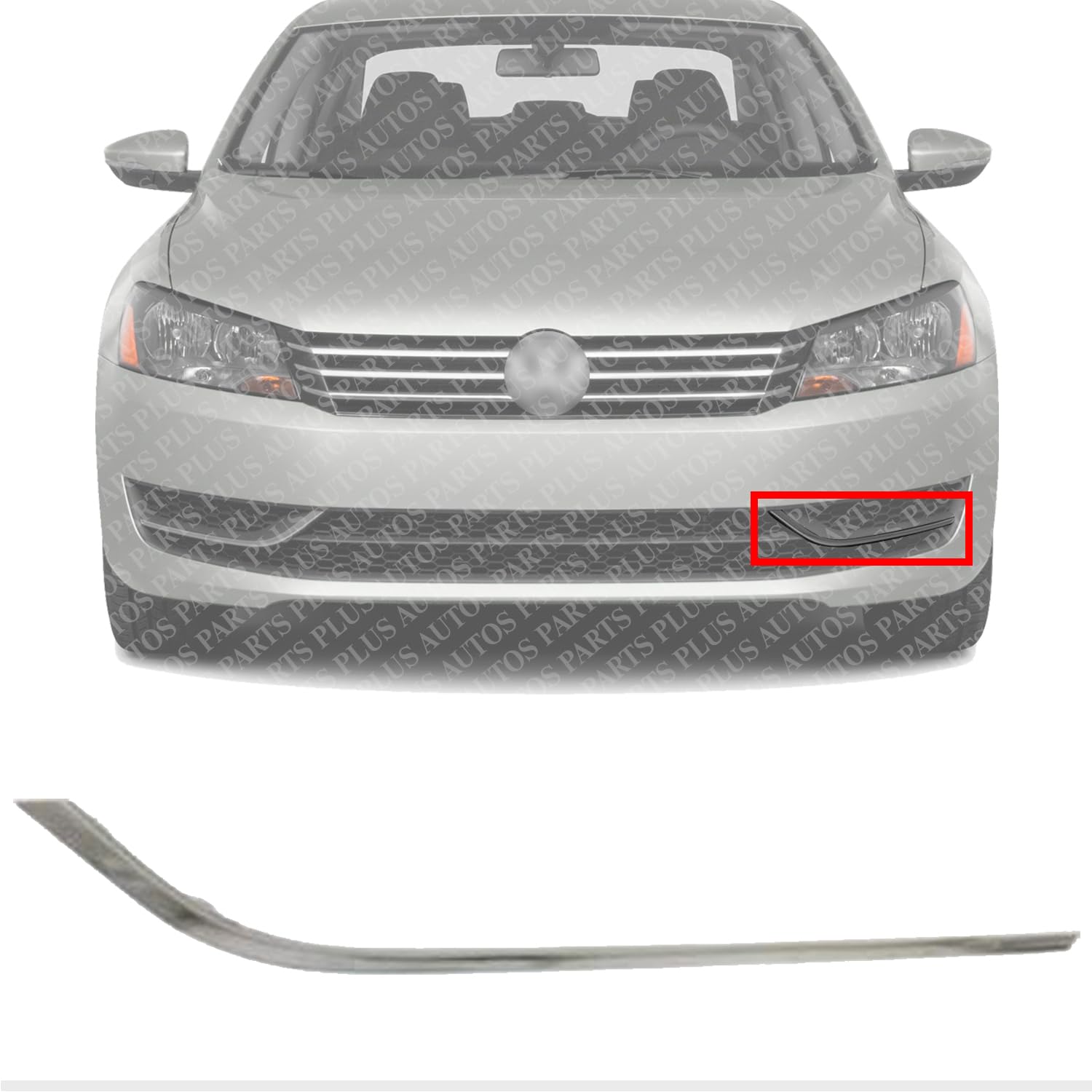 Rear Left Side Bumper Trim Molding For 2012-2015 Volkswagen Passat - Primed, Direct Fit