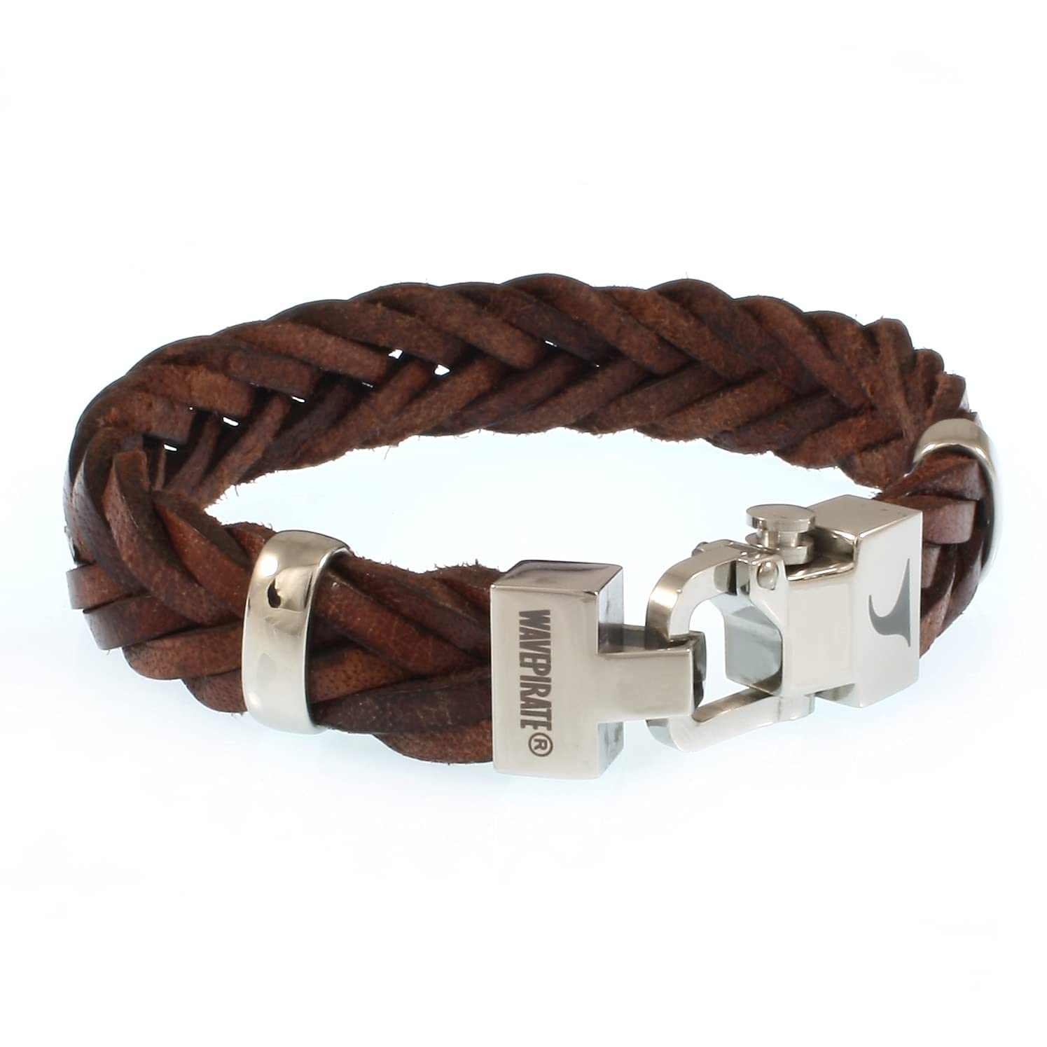 Echt Leder-Armband TURN F15 Braun für Herren und Männer - Mit Magnetverschluss, Edelstahl und Geschenkbox