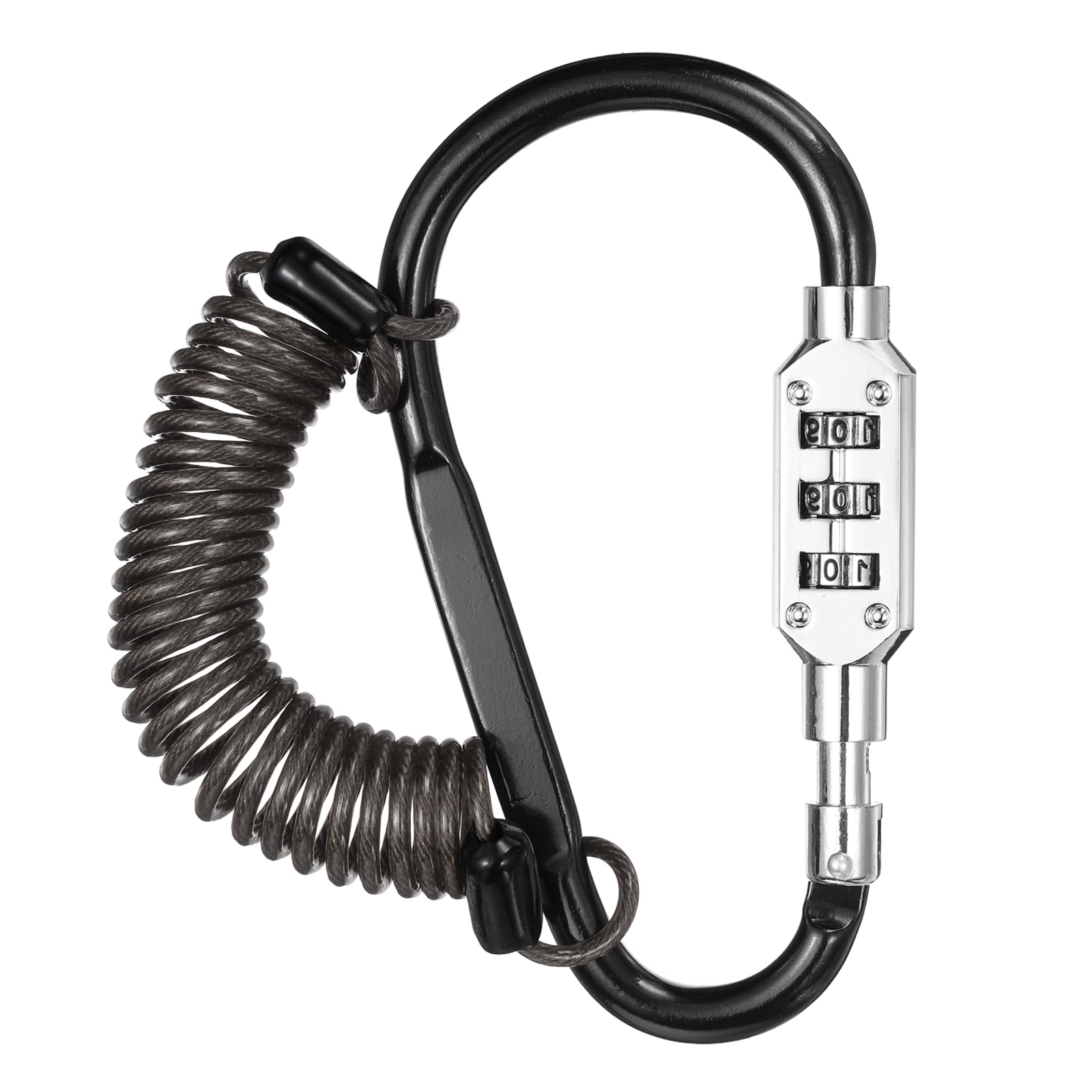 PATIKIL Security Steel Cable Lock, (4.9 Feet, Black), Double Loop Safety Wire Rope with 4.8" D-Shaped 3-Digit Code Combination Lock, Suit for - Bicycles/Motorcycle/Suitcase/Luggage — image 1