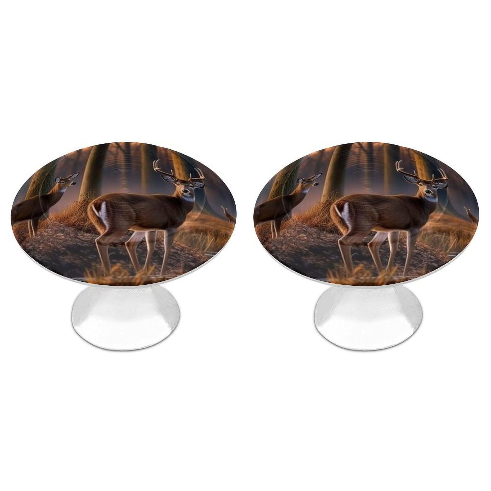 FekiLoot Nature Wild Animal Deers Cabinet Knobs for Kitchen Ornament, Round Zinc Decorative Drawer Pulls for Cabinets Trendy, Dresser Drawers Pulls Bathroom Dresser Knob with Screw