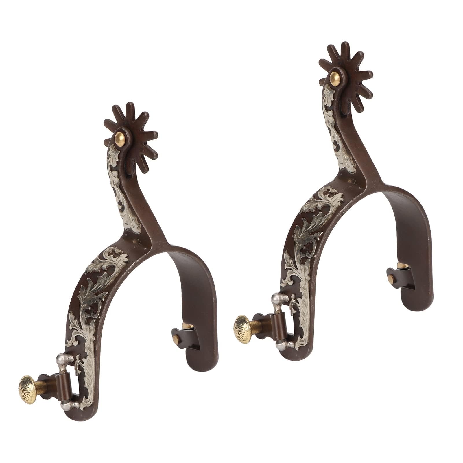 Focket Western Cowboy Spurs, 2 éperons De Cheval En Acier Inoxydable Exquis Vintage Avec Engrenage A 1107330