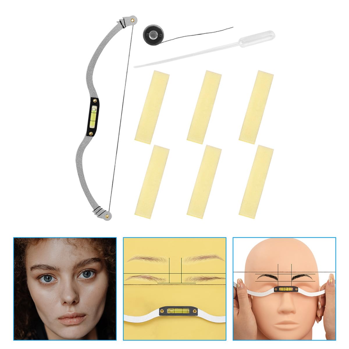 Professional Bow-shaped Eyebrow Ruler Silver Eyebrow Shaping Kit with Level Measure Tool for Tattoo — view 7