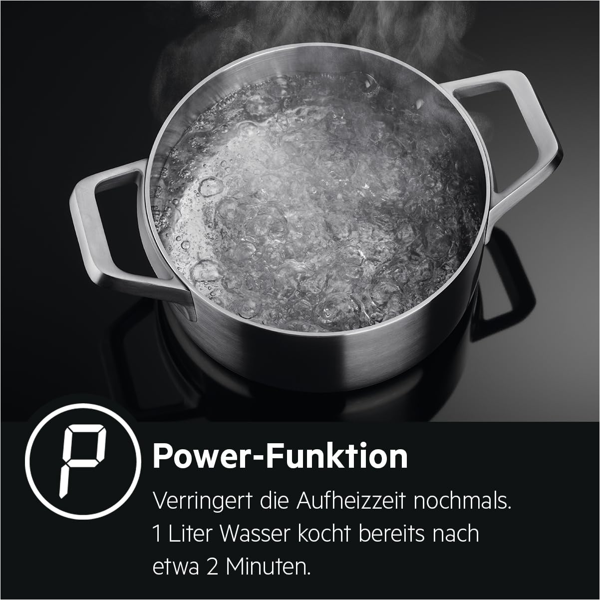AEG CIB6641BBM 60 cm Standherd mit Induktions-Kochfeld / SteamBake – mit Feuchtigkeitszugabe / Hob²Hood / Versenkknebel / Touch-Bedienung / Grillfunktion / Display mit Uhr / Kindersicherung / A