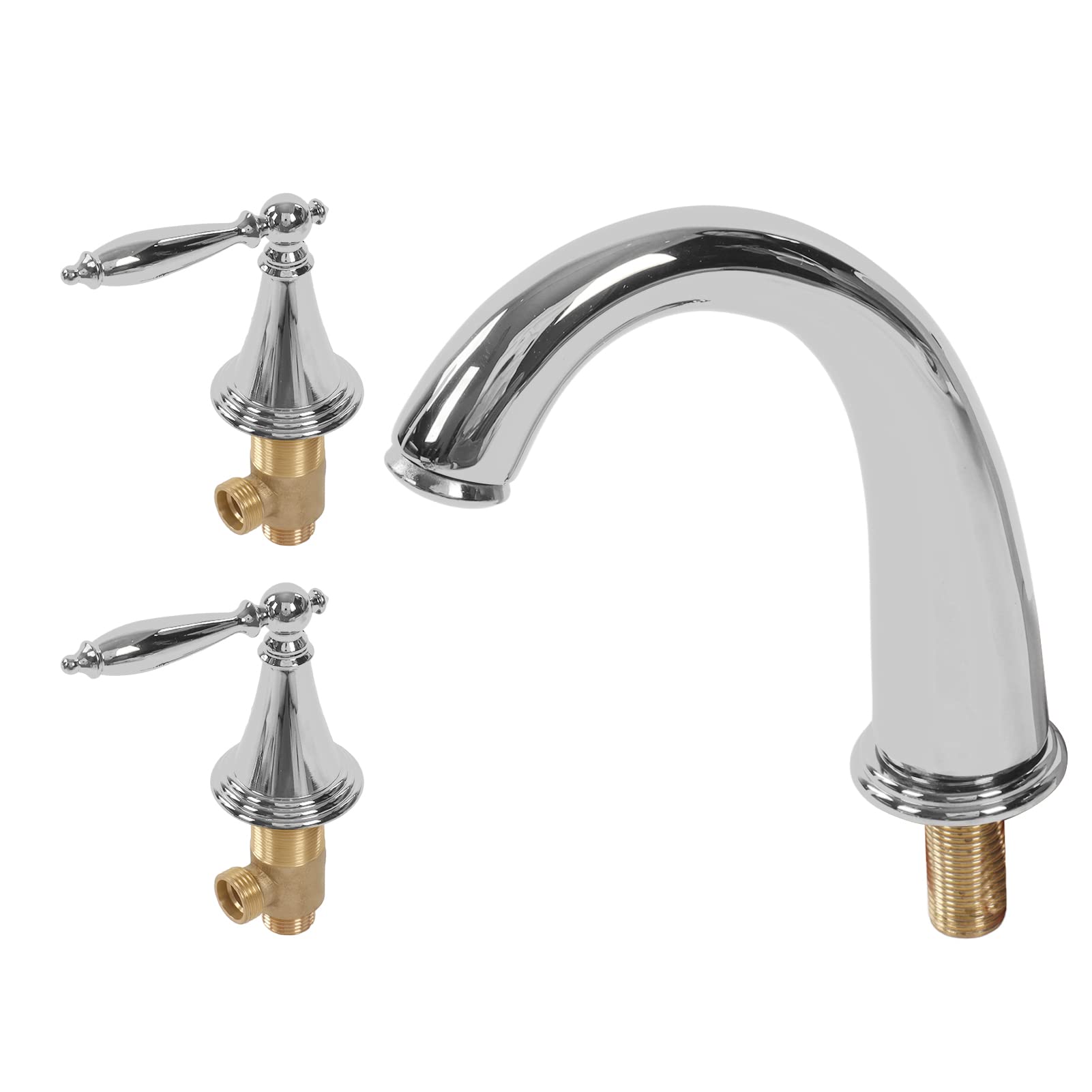 Rubinetto a doppia maniglia di alta qualità - Miscelatore per lavabo a 3 fori in rame per bagni, hotel, spa e peccato reurant -, Slish Silver h, facile da installare