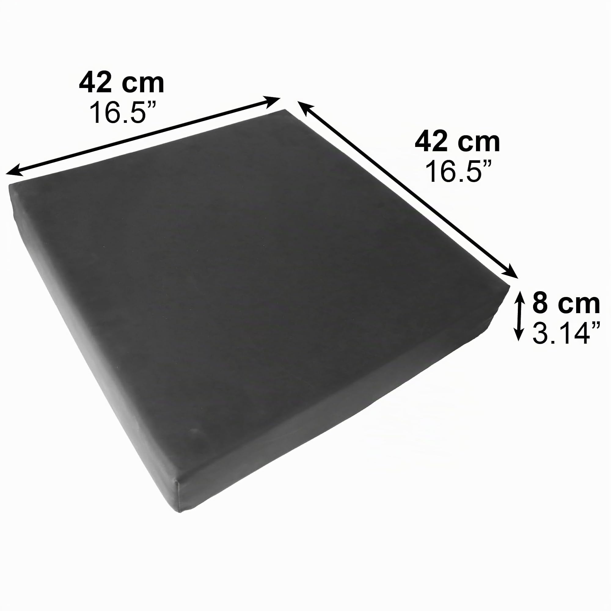 PEPE Mobility Antidekubitus Sitzkissen Rollstuhl 42x42x8 cm, Orthopädisches Kissen Memory Foam, Rollstuhlkissen gegen Dekubitus, Druckentlastendes Sitzkissen, Schwarz