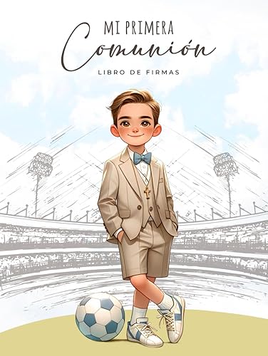 Libro de Firmas Comunión Niño Fútbol "Mi primera Comunión" para Dedicatorias de Invitados, Fotografías, Lista de Regalos
