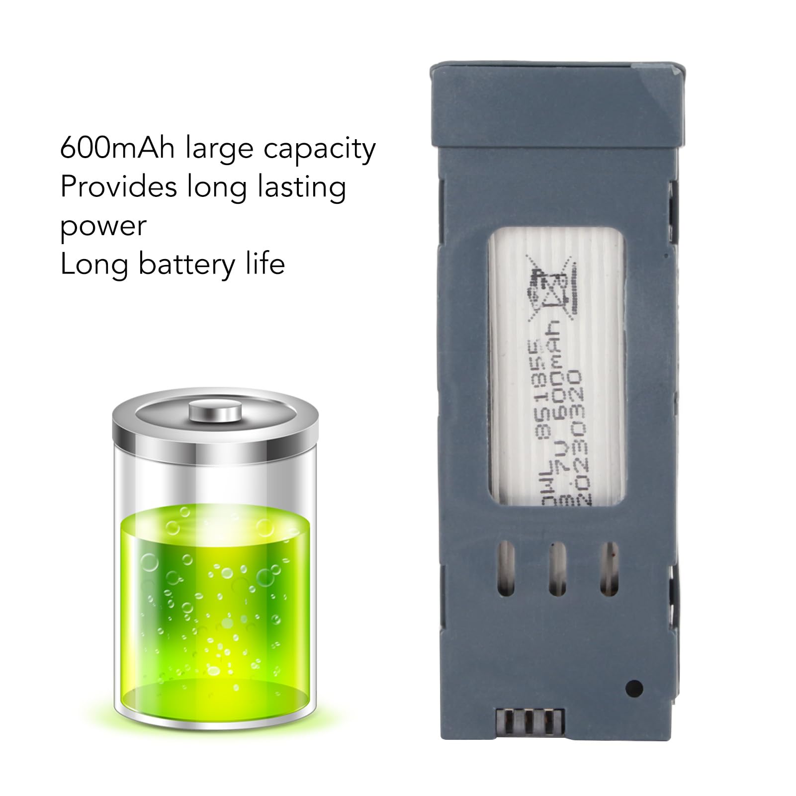 3.7V 600mAh Lipo Battery 3-Pack For RC Drones - Compatible With E58 E68 JY109 998PRO Models