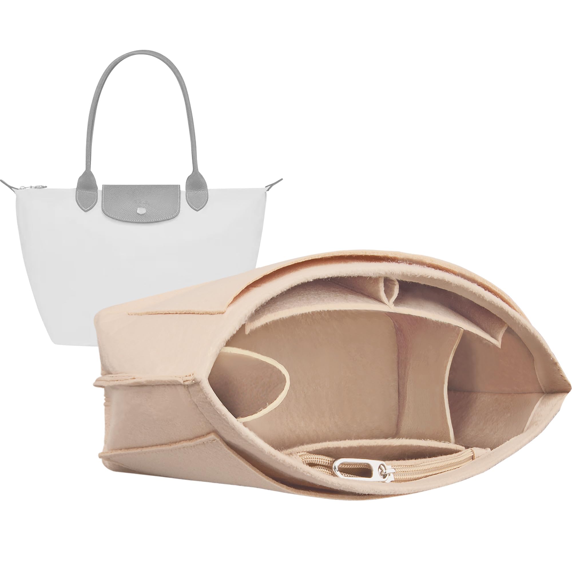 Vercord Bolsa organizadora de fieltro, bolsa organizadora para bolsa de nailon, color beige, grande