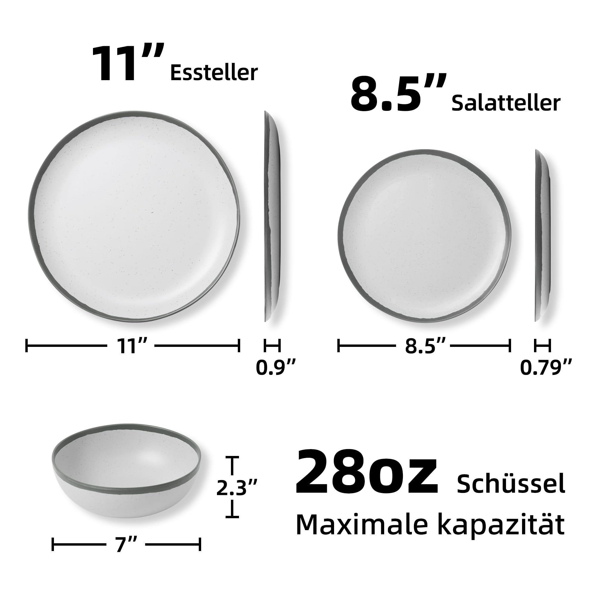 Service de table en mélamine pour 6 personnes, ensemble d'assiettes de camping | Ne passe pas au micro-ondes, robuste et incassable, passe au lave-vaisselle, idéal pour l'extérieur, caravane, caravane