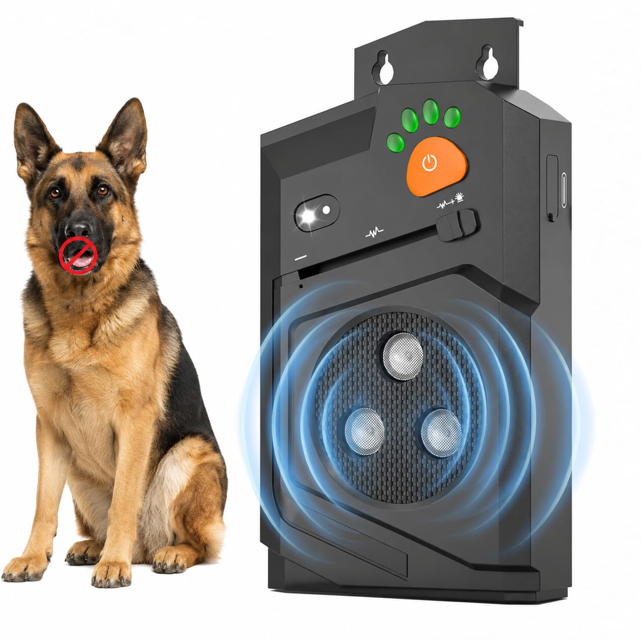 Antibell für Hunde, Antibell Ultraschall Gerät Hunde, Anti Bell Gerät Hunde mit 3 Modi, 15m Reichweite, Automatischer Anti Bellen Funktion Ultraschall Hundebell Stopper für Innen Außen