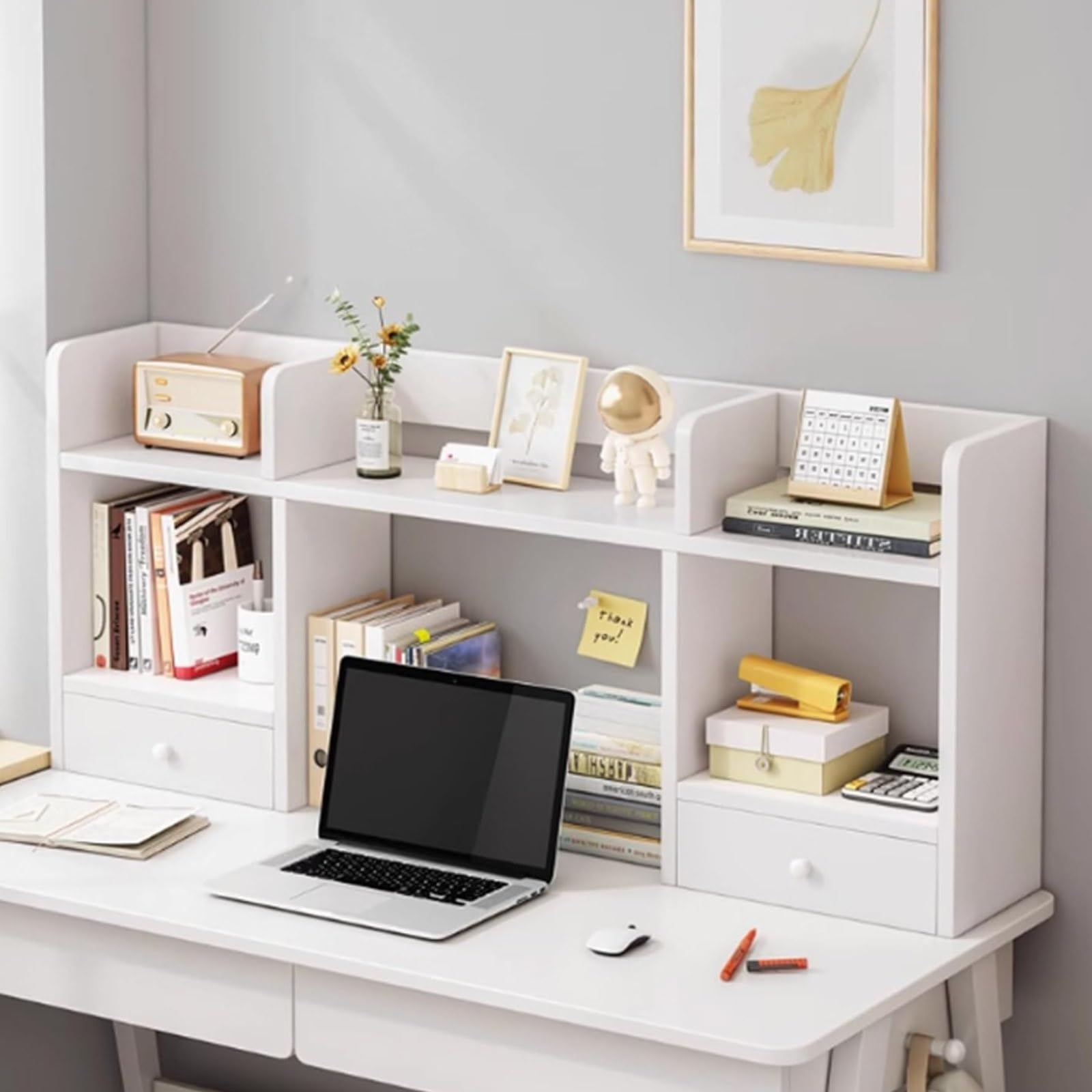 Mobiletto da scrivania per dormitorio universitario, mobiletto da scrivania in legno,espositore per scaffali da ufficio per mobili da ufficio per dormitorio(Warm White,100x16x52cm/39.4x6.3x20.5in)