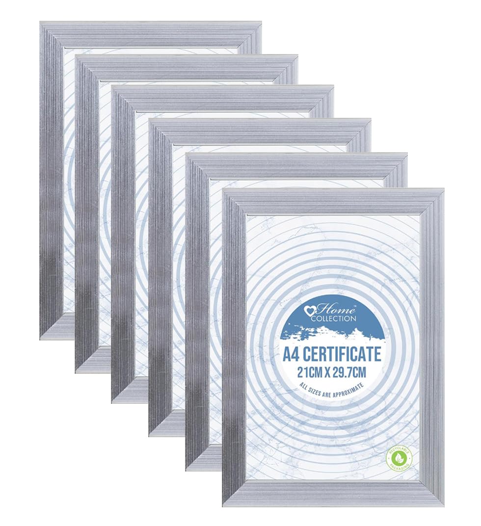 M1ss Silver (Set Of 6) - A4 Photo Frame Glass Window Premium Photo Picture Frame 21 X 29.7Cm Wall Mountable & Tabletop Frames Perfect For Photos Ads, Notices, Licenses, Prints, Certificates