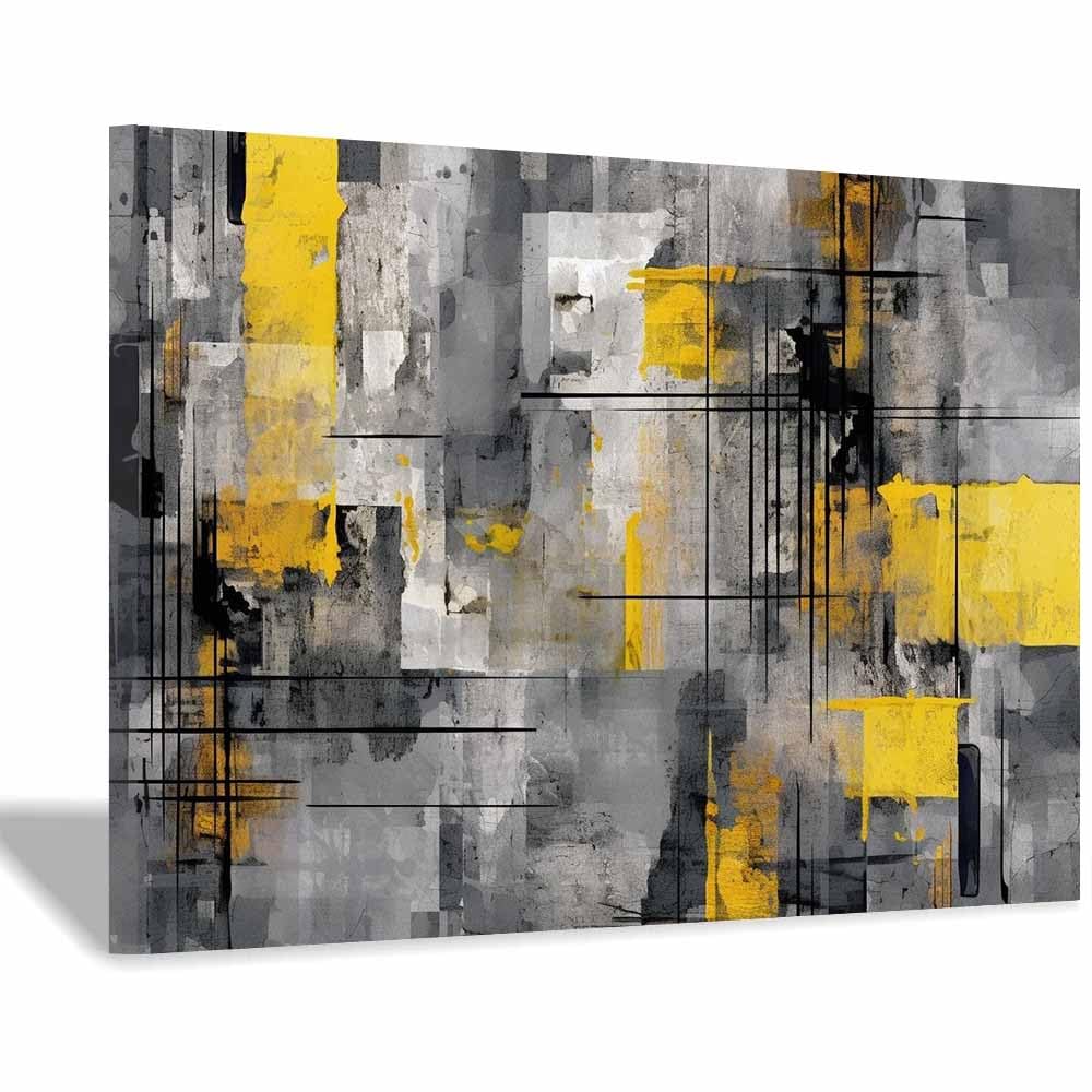 TODOAA Blanco Y Negro Abstracto Cuadros Imágenes abstractas modernas Decoracion Salon Modernos, Salón Comedor Oficina Pintura Lienzos decorativos Cuadros（Amarillo-60x90cm Enmarcado