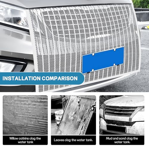 Image of Wuyaoyao Car Grille Protection Net, 39.4 inchx31.5 inch High-Density Front Grill Air Intake Mesh Dustproof Net with Hooks, Car Grill Mesh Blocks Stones Leaves Dirt, Universal Car Accessories (Opening: White)