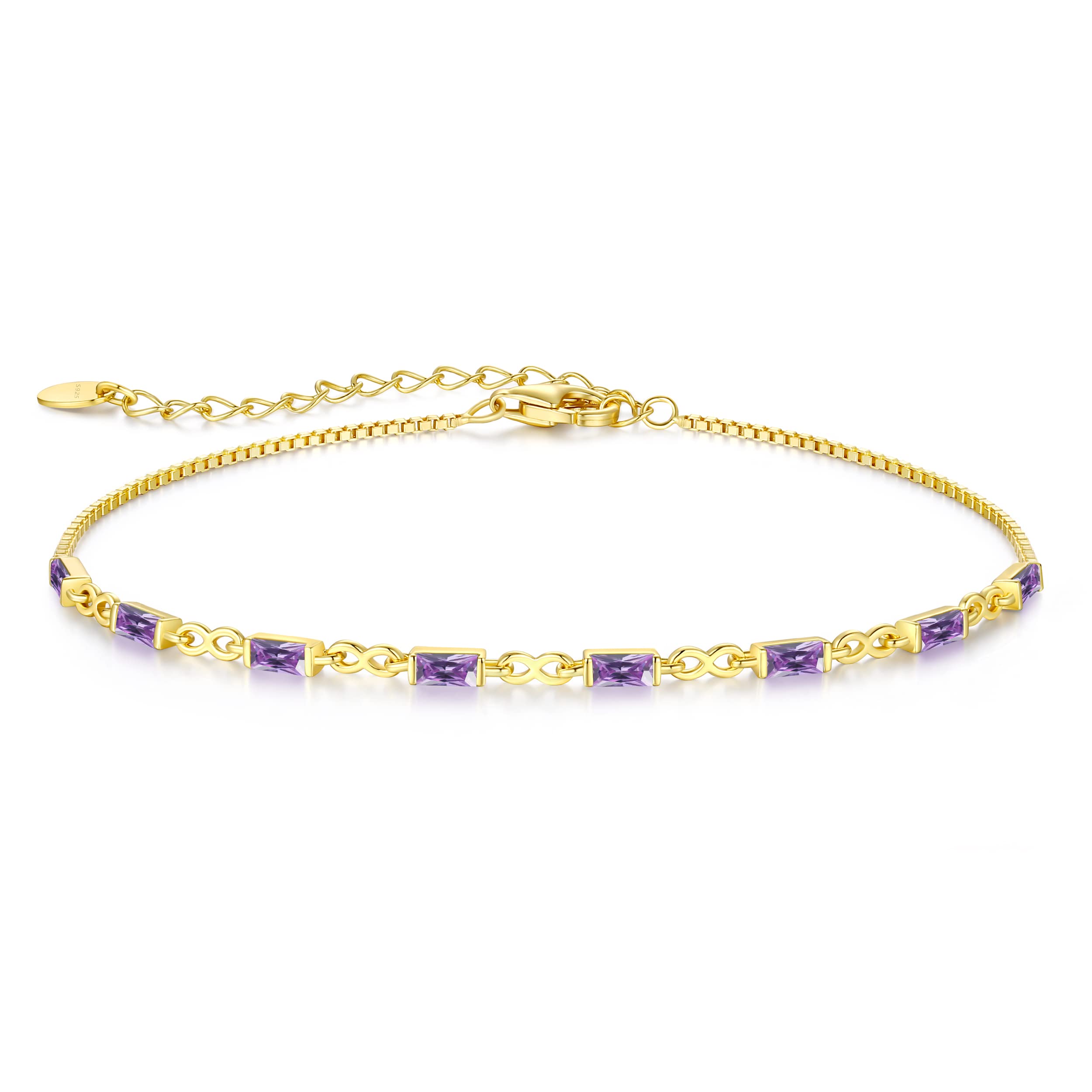 CDE 925 Bracciale pietra nascita per donne in argento Sterling Infinity simbolo Dainty braccialetto catena di fascino per donne compleanno gioielli laurea regalo per sua figlia mamma donna giugno,