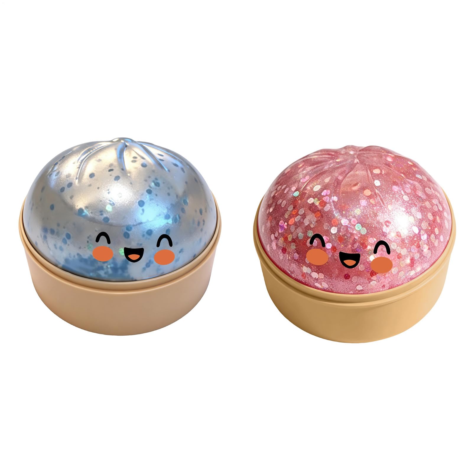2pcs Glitter Dumpling Squishy, Mystery Dumpling Squishy Box original, Anxiety Relief Fidget Toy, Soft Squeeze Decompression1 Dough