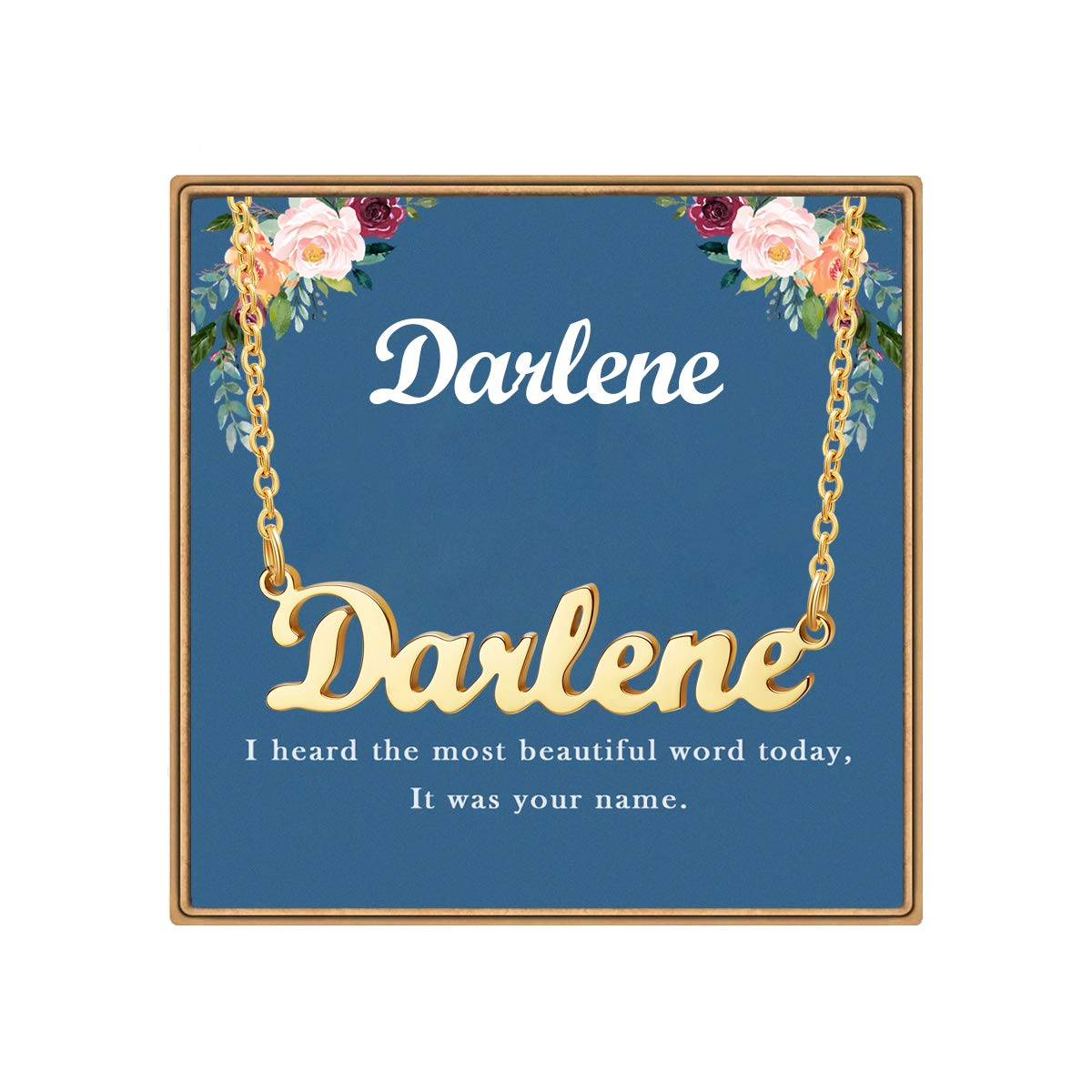 Ldurian Custom Name Necklace, Personalized Name Plate Pendant Necklace Pre Gifts, Charm Pre-made Jewelry for Mom Mama Birthday Anniversary