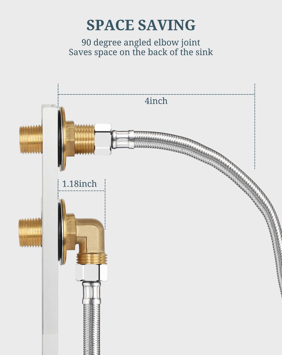 Kit de instalación de grifo comercial, montaje en pared, grifo de cocina comercial, adaptador de grifo de 90 grados para preparación de cocina comercial de acero inoxidable y fregadero de