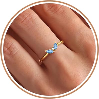 Christmas Gifts for Women Stocking Stuffers Birthstone Rings for Women Gold Rings for Women Non Tarnish with Birthstone 21st Birthday Gifts for Her Daughter Sister Christmas Jewelry