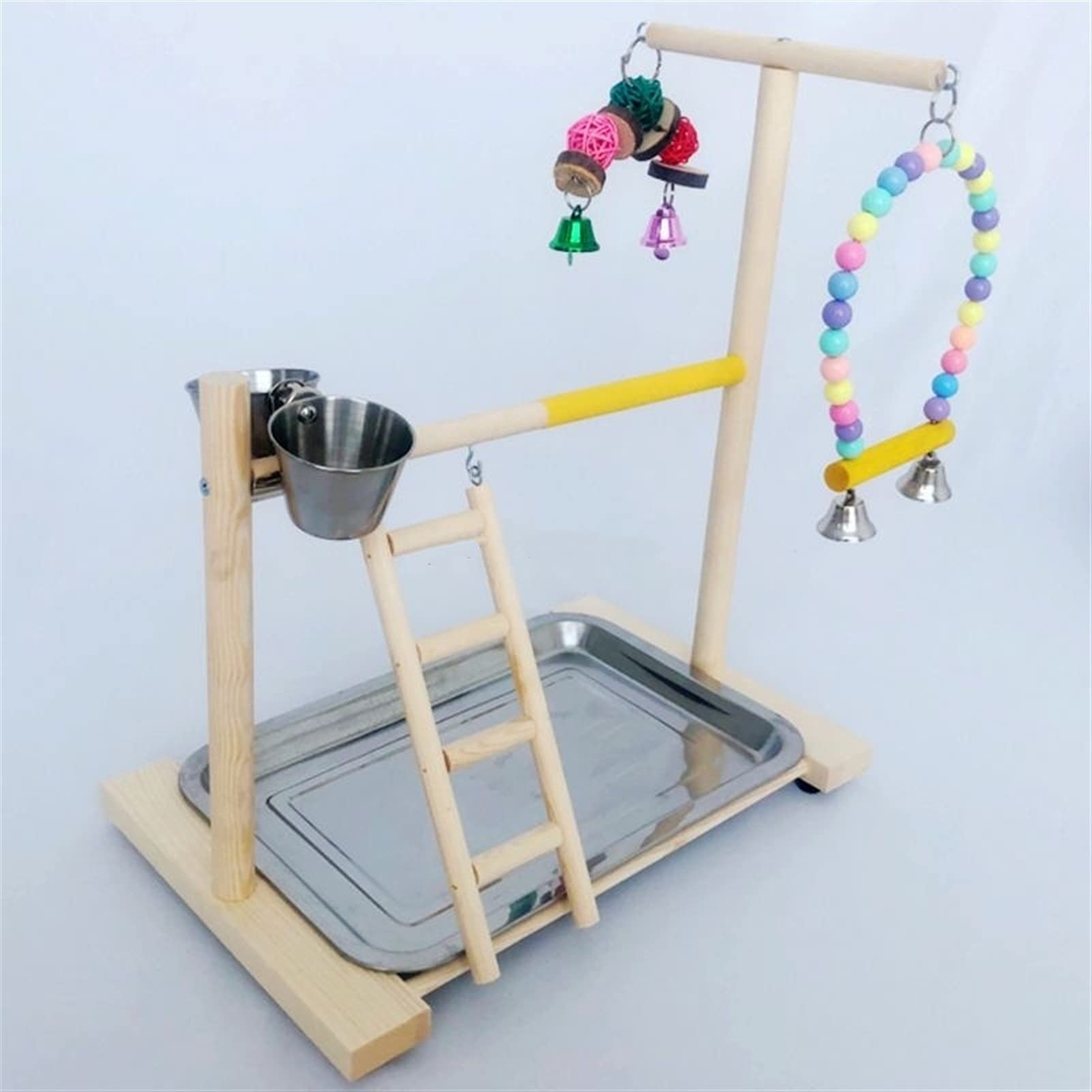 Parque de juegos de pájaros, estación de juegos, e Soporte de madera for percha de pájaros, plataforma for loros, patio de juegos, gimnasio de ejercicios, soporte de juego, escalera, juguetes interact