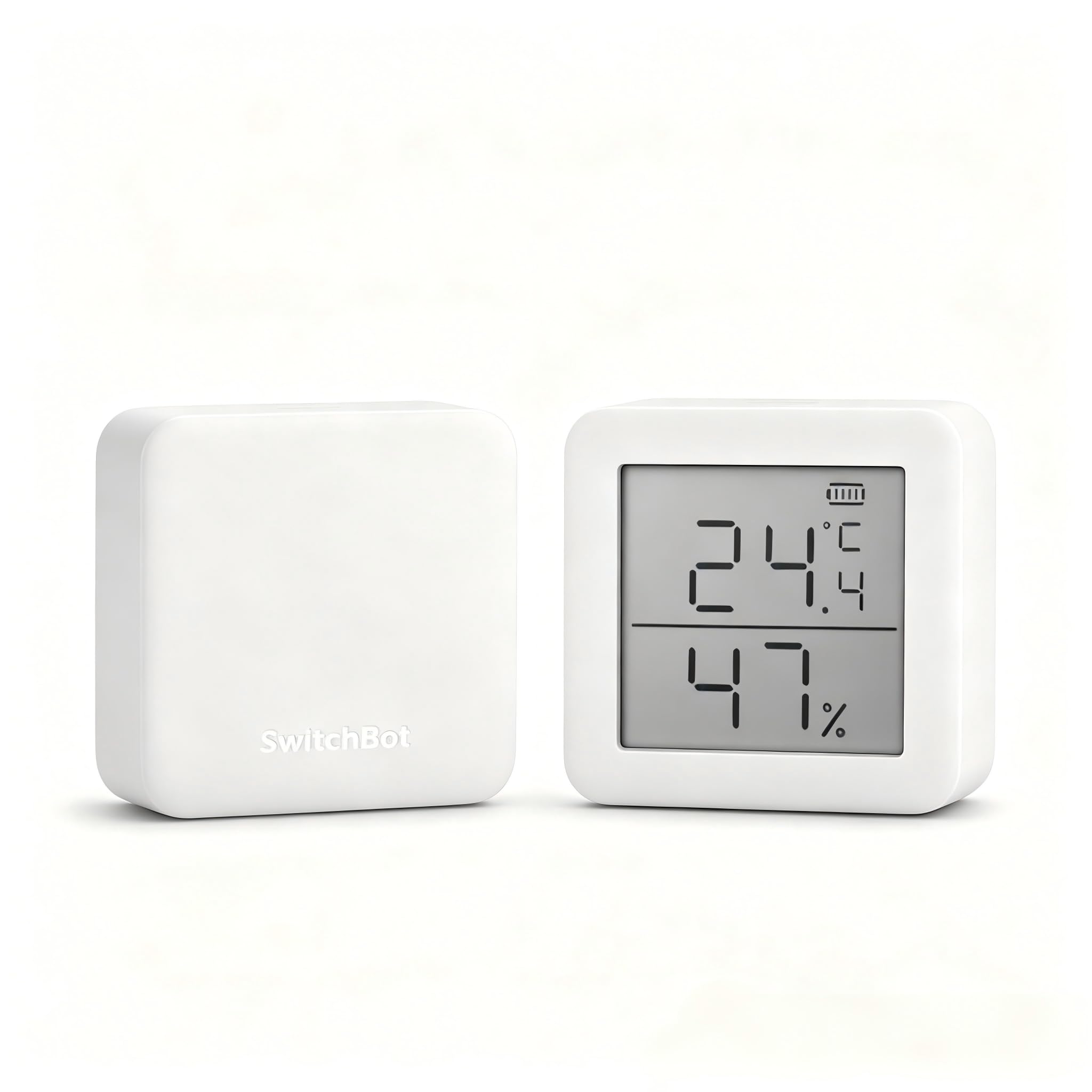 SwitchBot Kit Controllo Clima Economico - Hub Mini Smart Remote e Termometro Igrometro Bluetooth Interno, WiFi, Compatibile con Alexa e Google Home (Bianco)