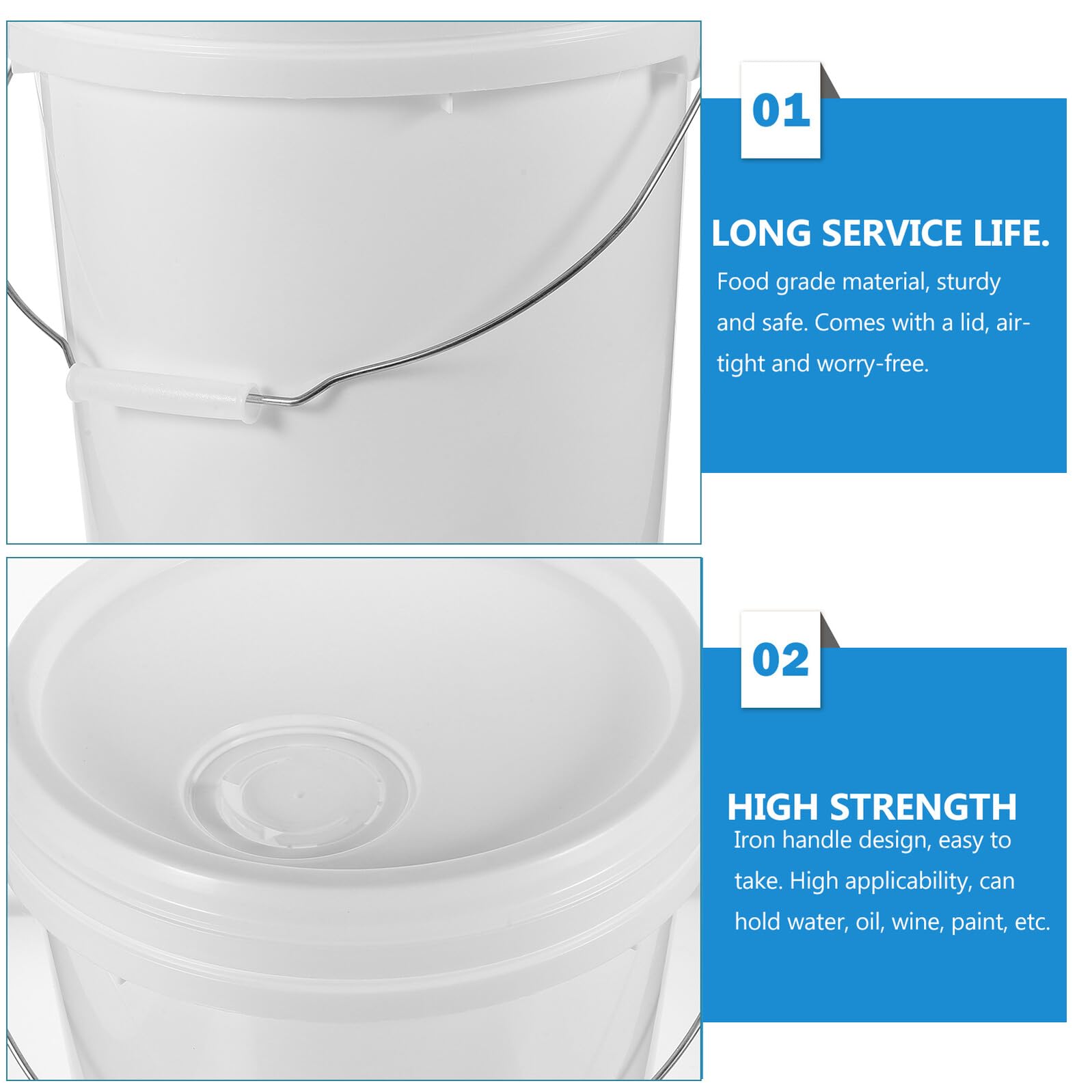 Cubo de Pintura Redondo de Hdpe Blanco con Tapa, 10 L