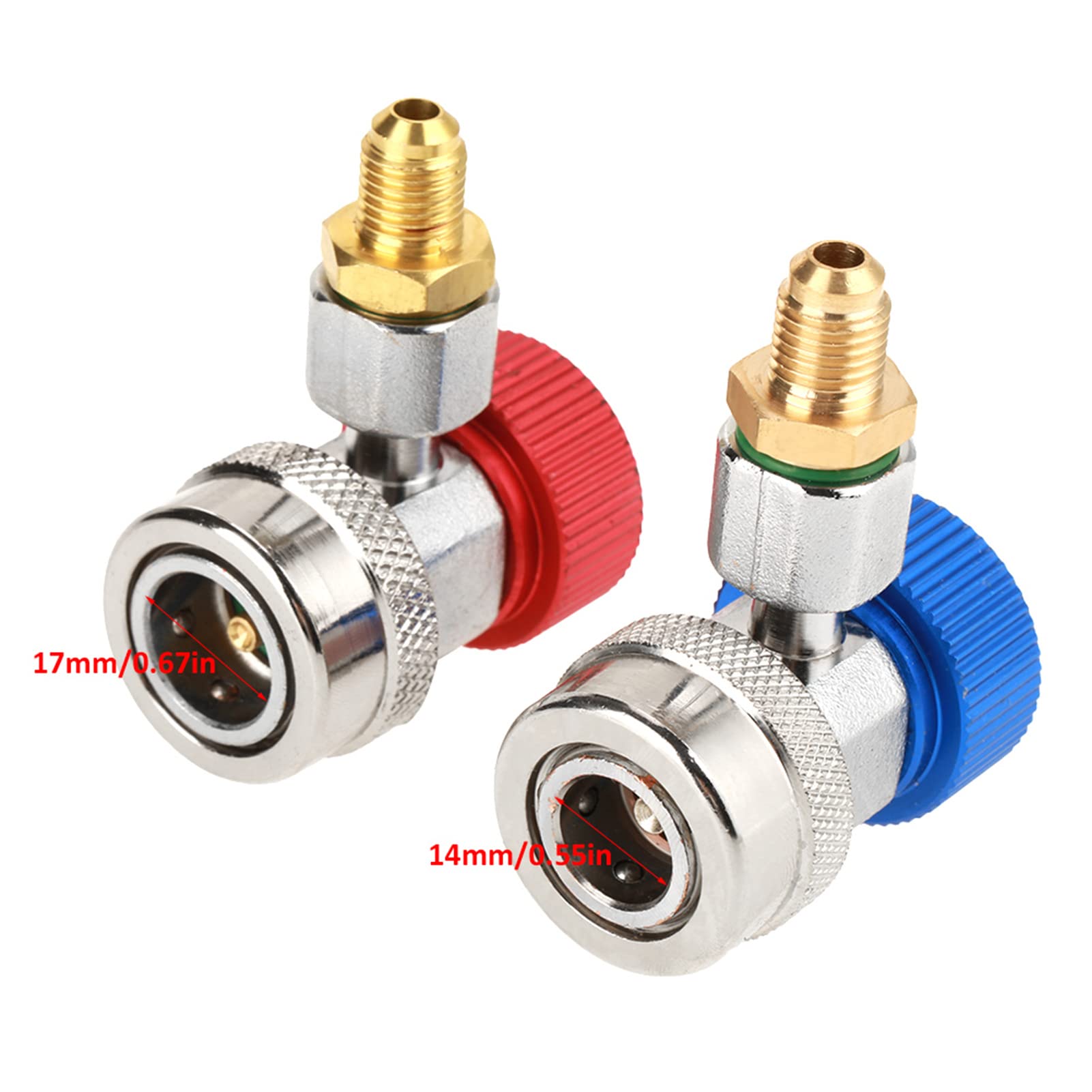 Connecteur à Coupleur Rapide, Adaptateur de Coupleur Haut et Bas AC en Laiton R134A, Raccords à Connexion Rapide à 90 ° pour Le Diagnostic du Système de Climatisation de Voiture, Charge et