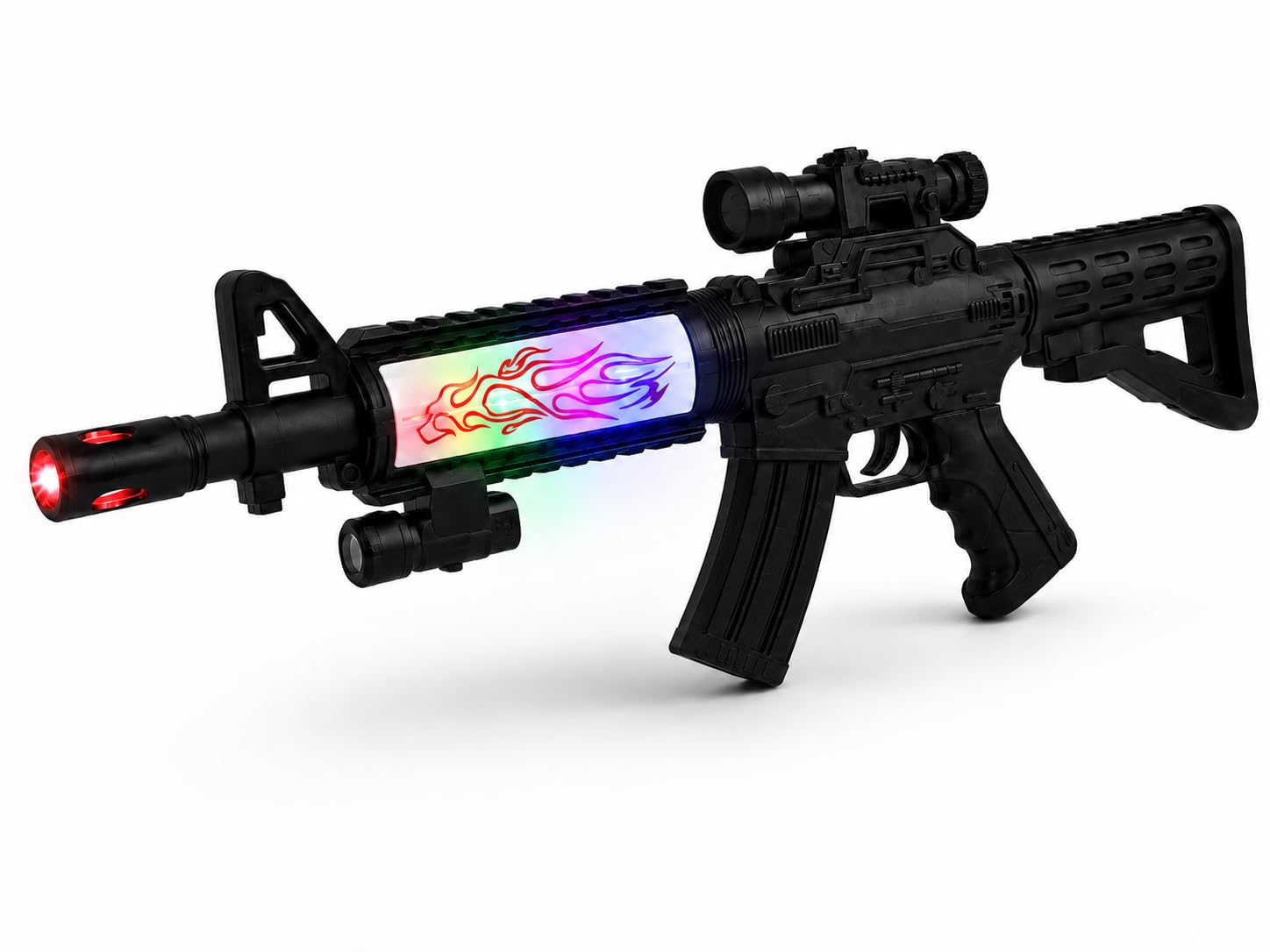 Mitra - Juguete con luces y sonidos, 50 cm, rifle de juguete para niños, mitra, pistola de juguete Mitra M4, juego con luces, sonidos ametralladora, juguete para niños a batería, juego de rifle