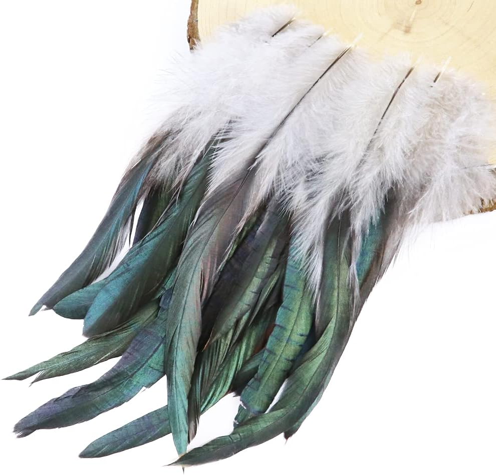 Zamihalaa - 50Pcs/Bag Natural Rooster Feathers Black 6-8inch Decorative for Crafts DIY Clothing Dress Sewing Material Plumes