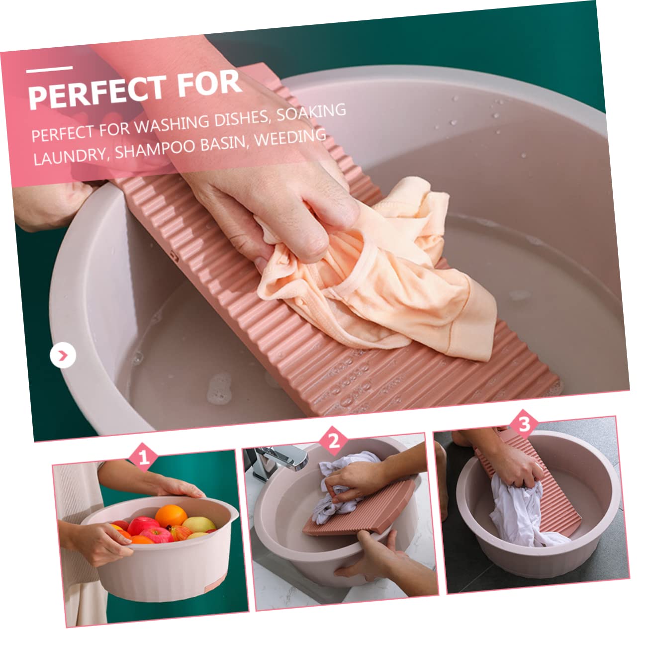 Bassine de Lavage en Pp Planche à Laver Rose Grand Format